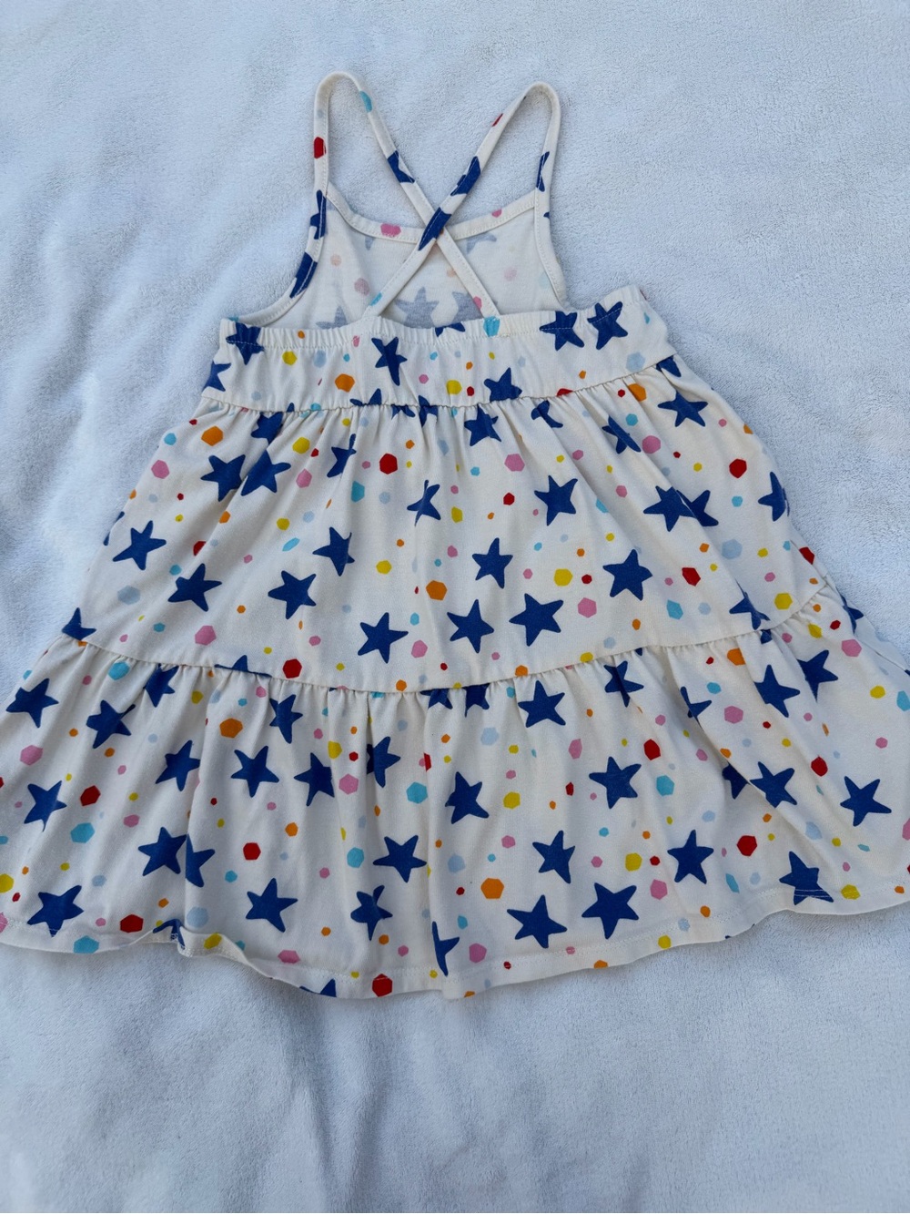 Cat & Jack White Sundress with Navy Stars and Multicolor Polka Dots Size 4T - Picture 3 of 6